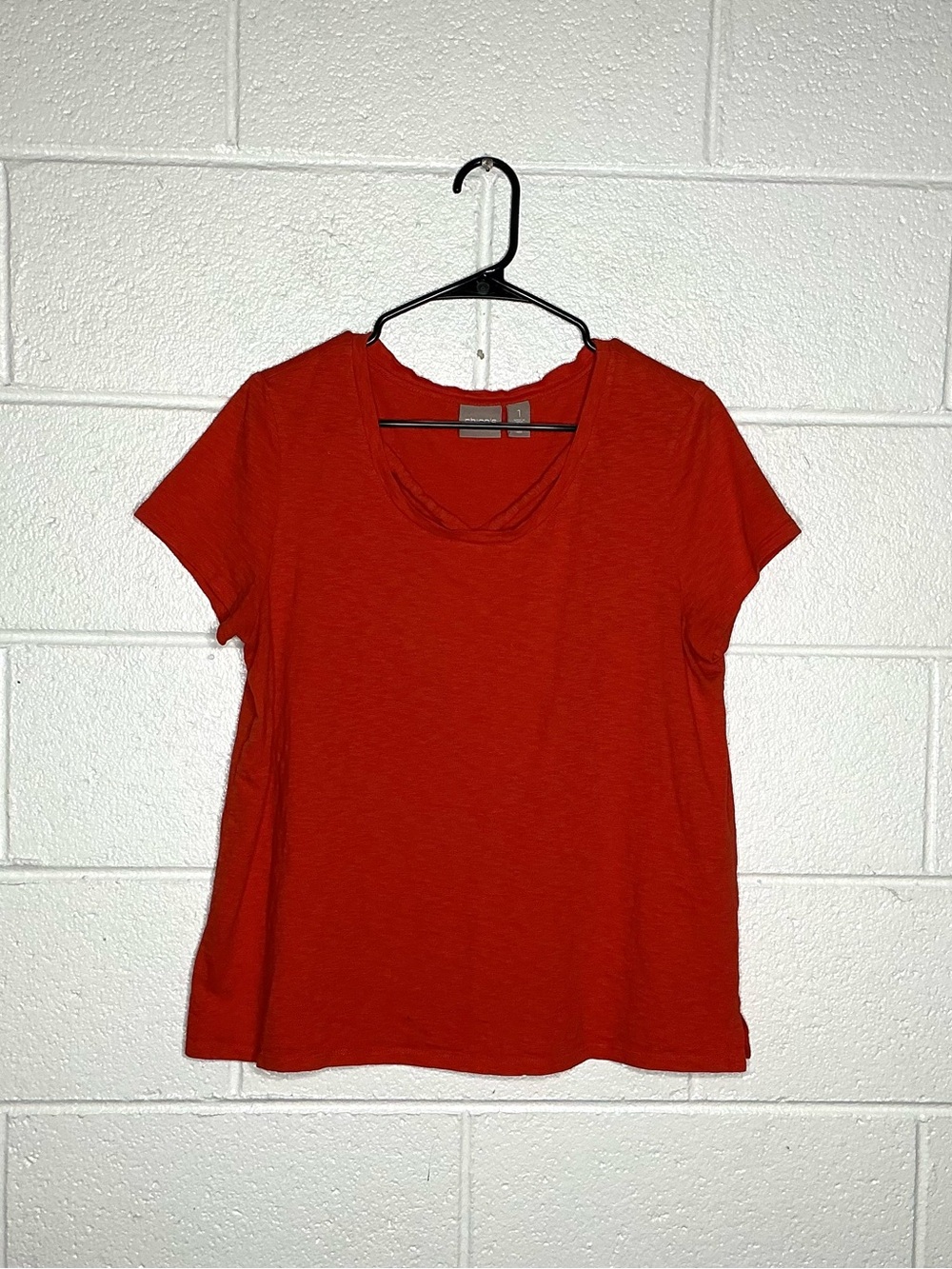 < Chico’s Red Cotton Casual Short Sleeve Top > - Picture 1 of 4